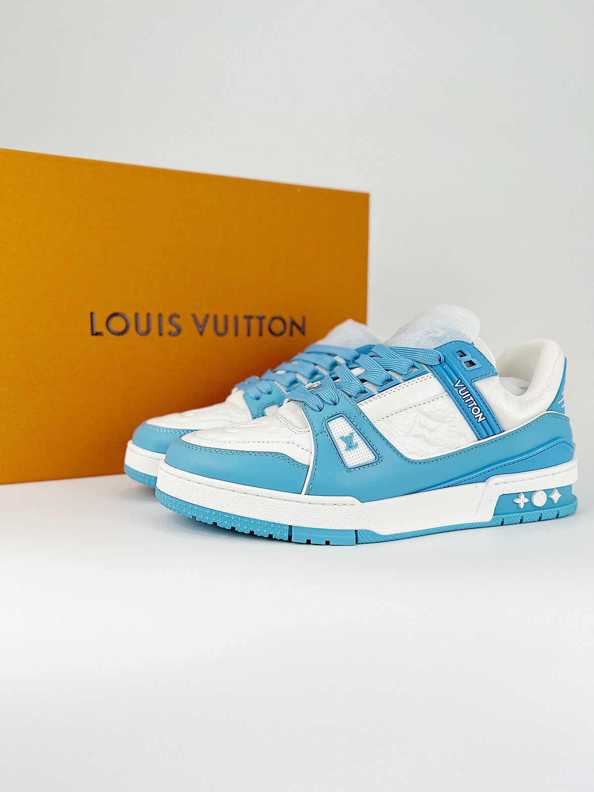 Sky Blue and White Low-Top Sneakers