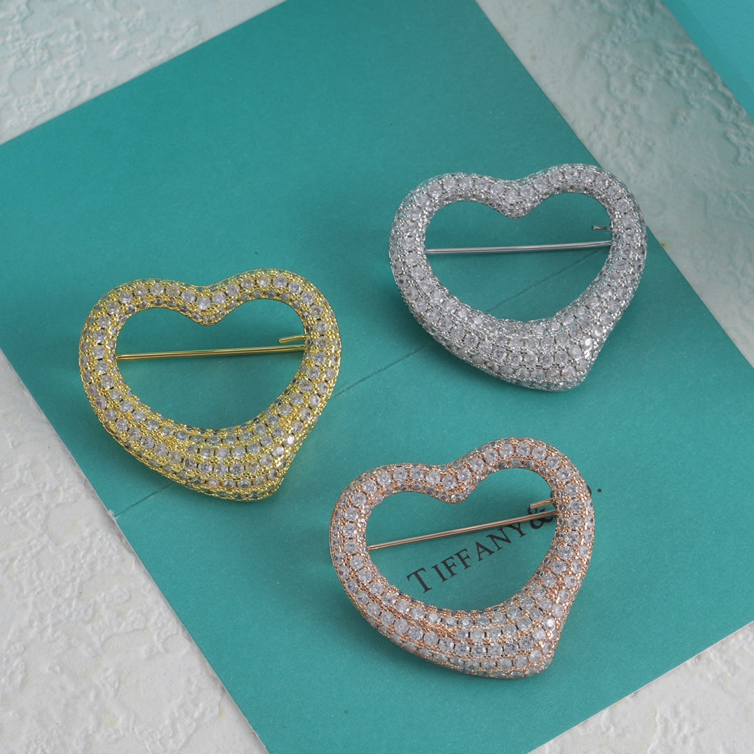 Sparkling Heart Outline Brooch