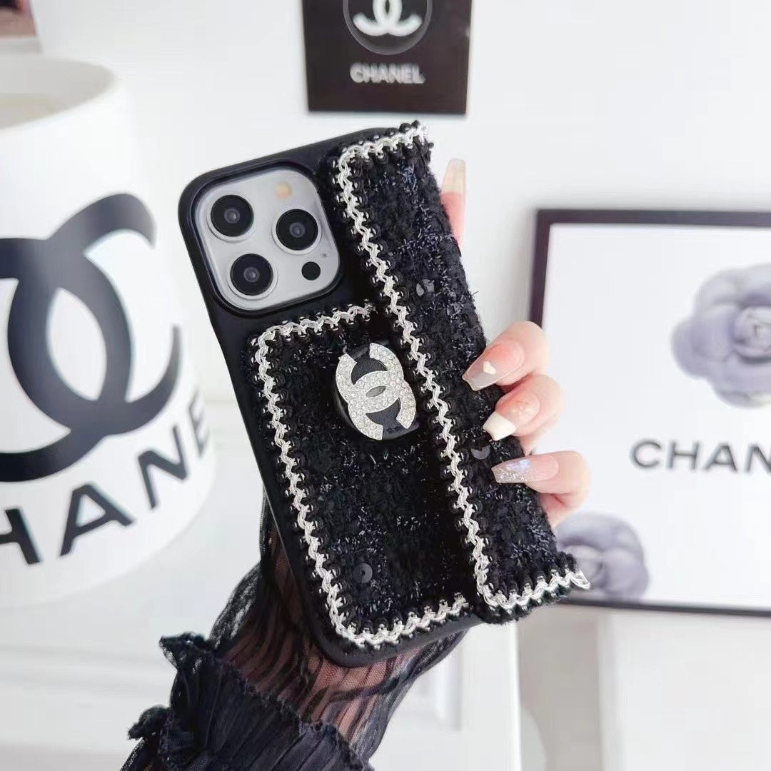 Textured Phone Case with Chain Hand Strap