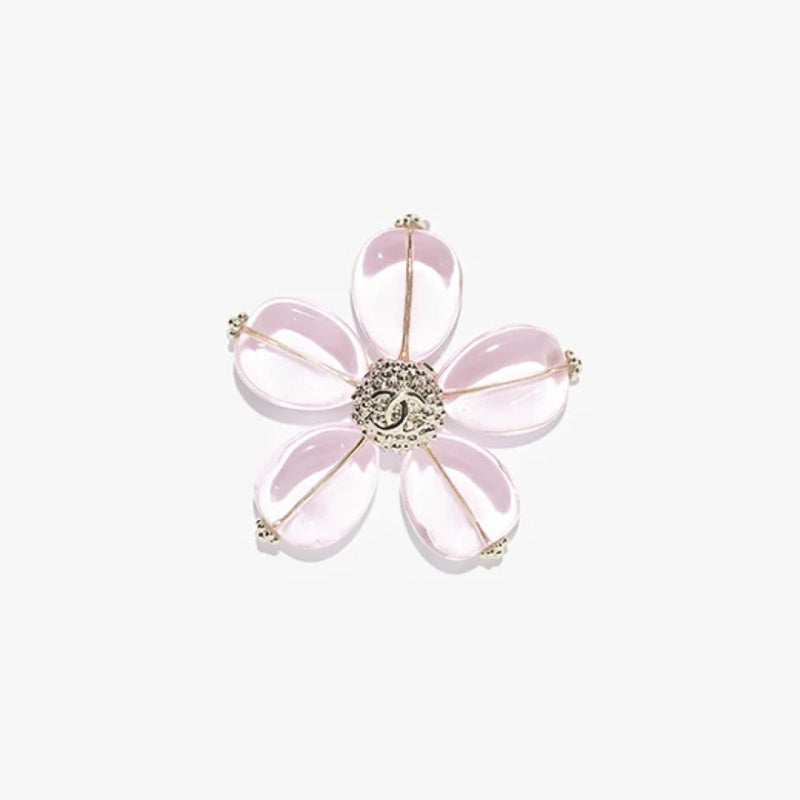 Pink Ribbon Petal Flower Brooch