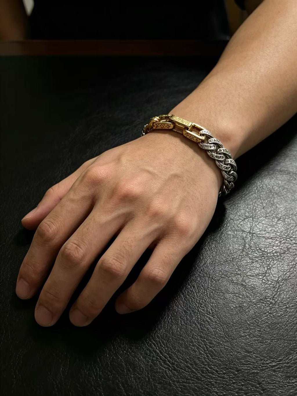 Two-Tone Mixed-Link Chain Bracelet
