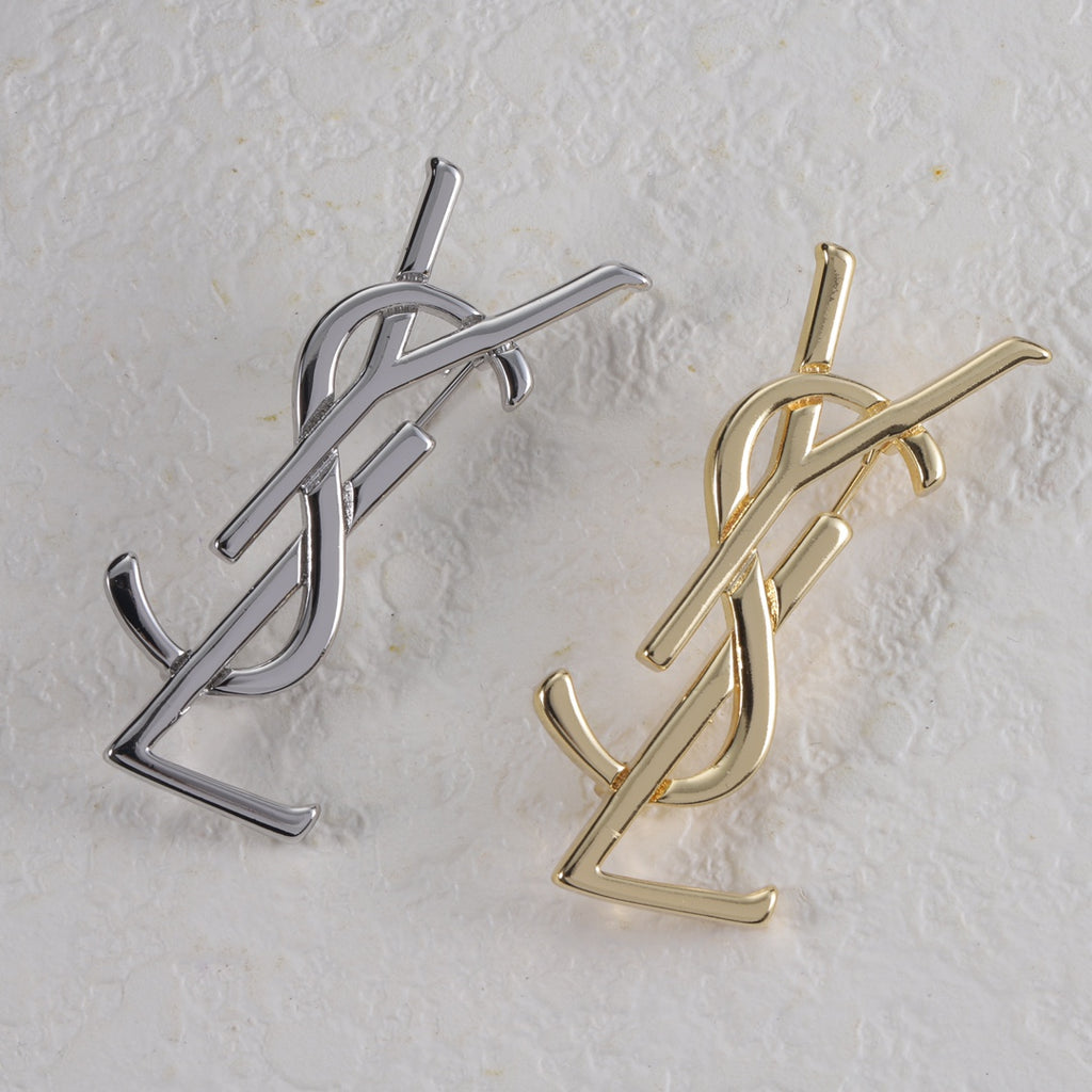Polished Stacked Letter Brooch