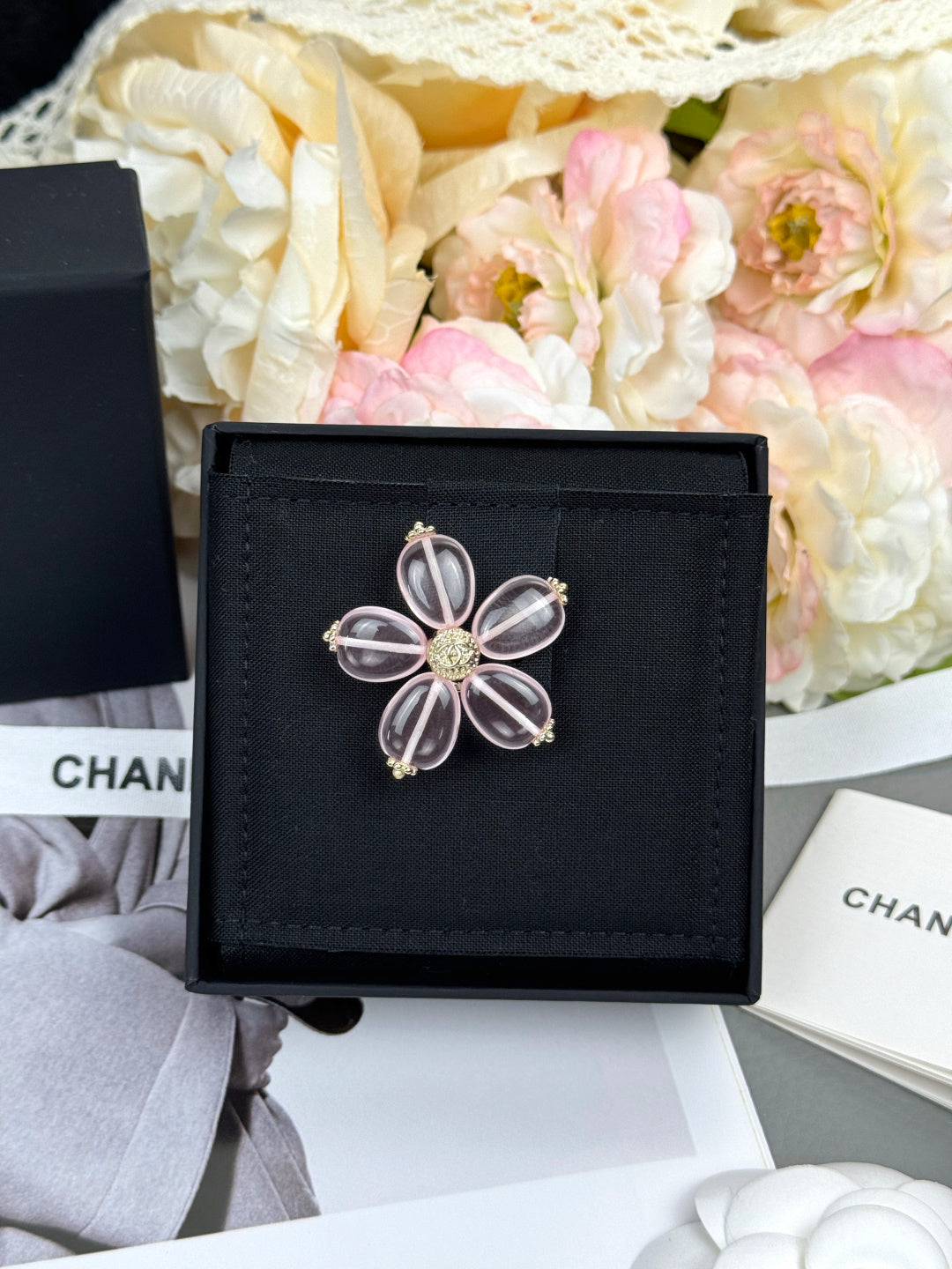Pink Ribbon Petal Flower Brooch