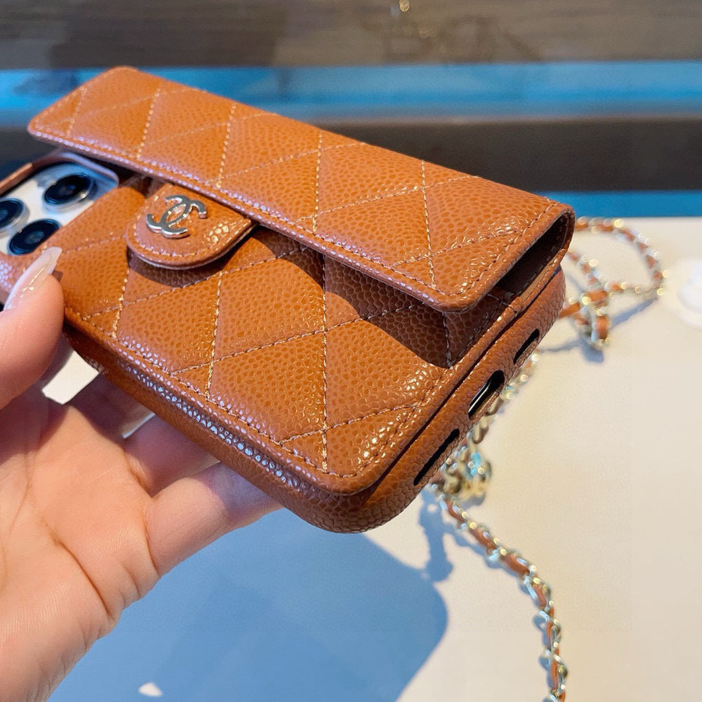 Geometric Quilted Phone Case with Chain Strap
