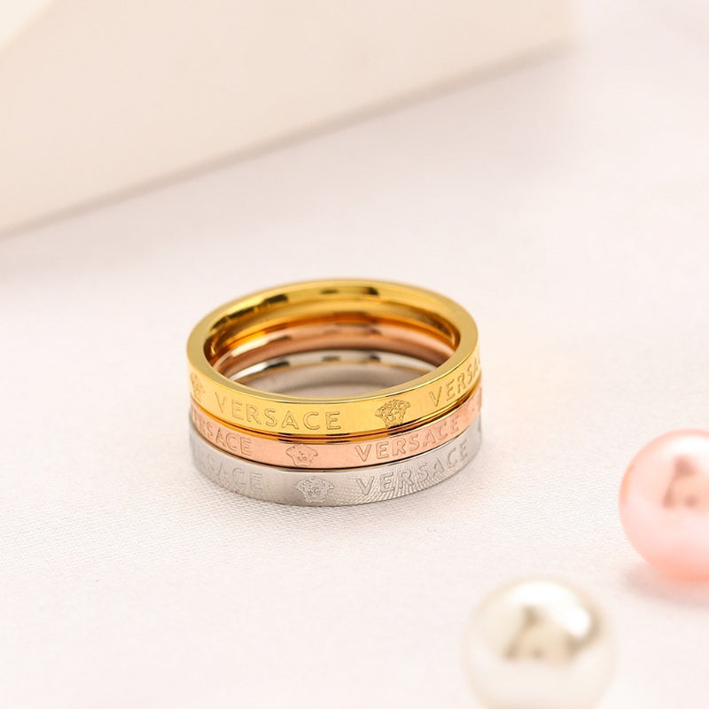 Three-Tone Layered Band Ring