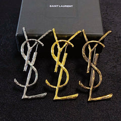 Textured Stacked Letter Brooch