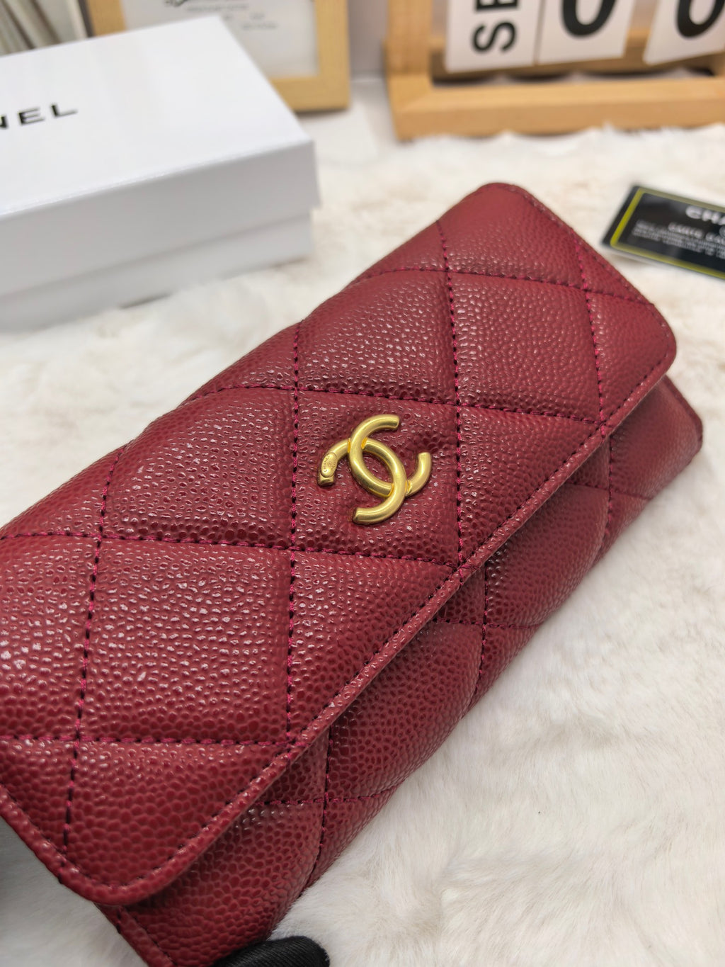 Diamond Quilted Long Flap Wallet 022