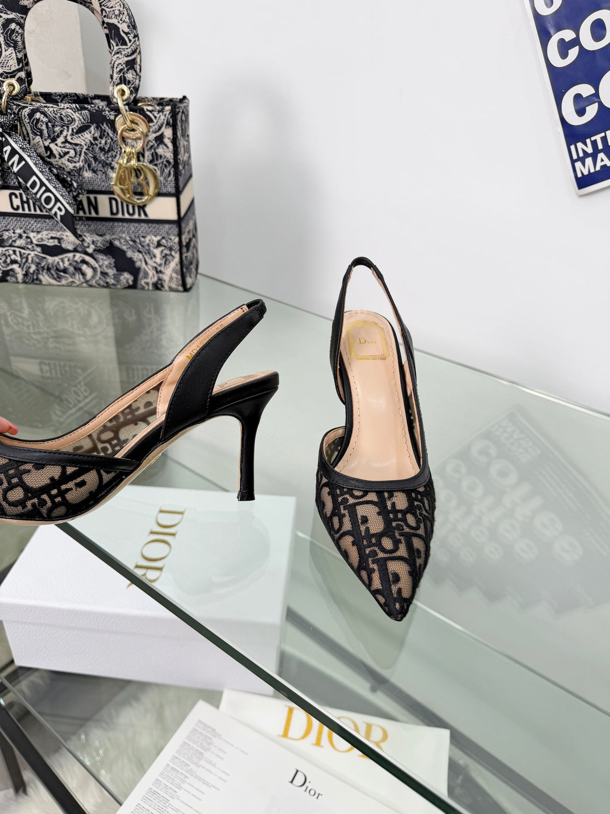 Monogram Pointed-Toe Slingback Pumps
