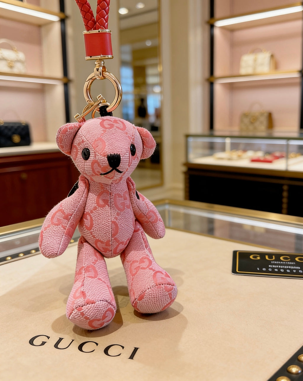 Monogram Teddy Bear Keychain
