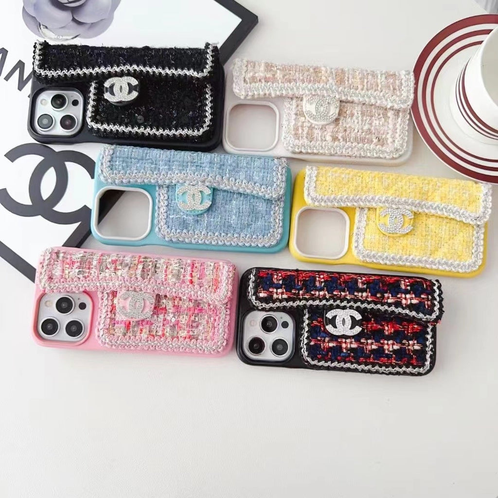 Textured Phone Case with Chain Hand Strap