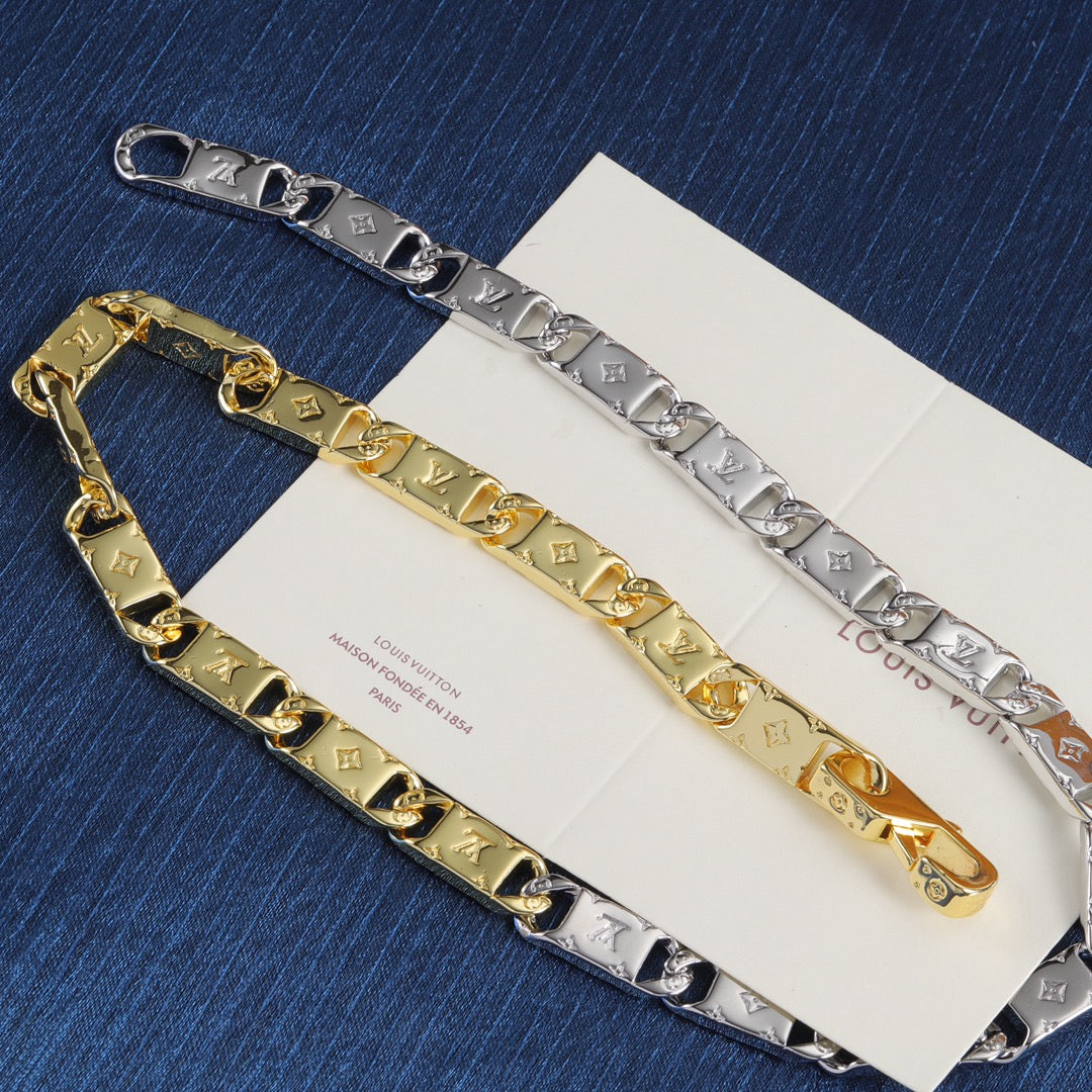 Two-Tone Engraved Link Necklace