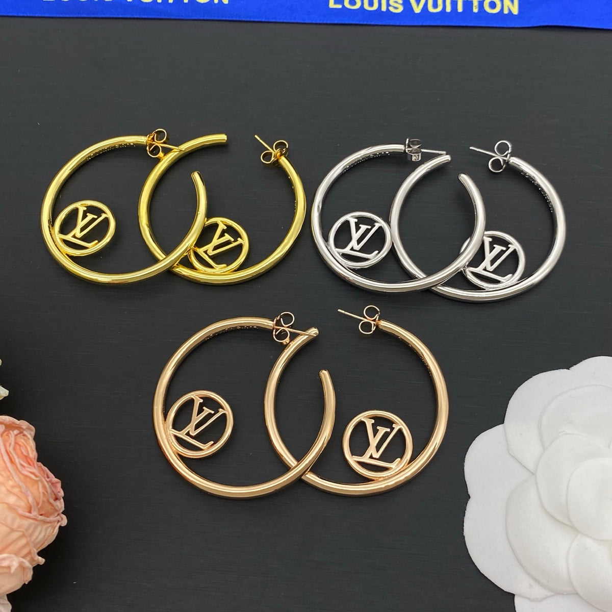Small Monogram Accent Hoop Earrings
