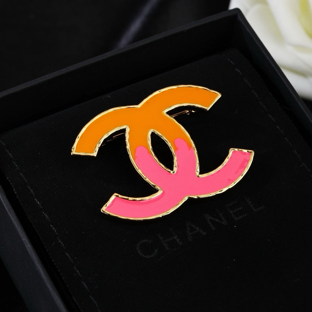 Two-Tone Color-Inlay Emblem Brooch