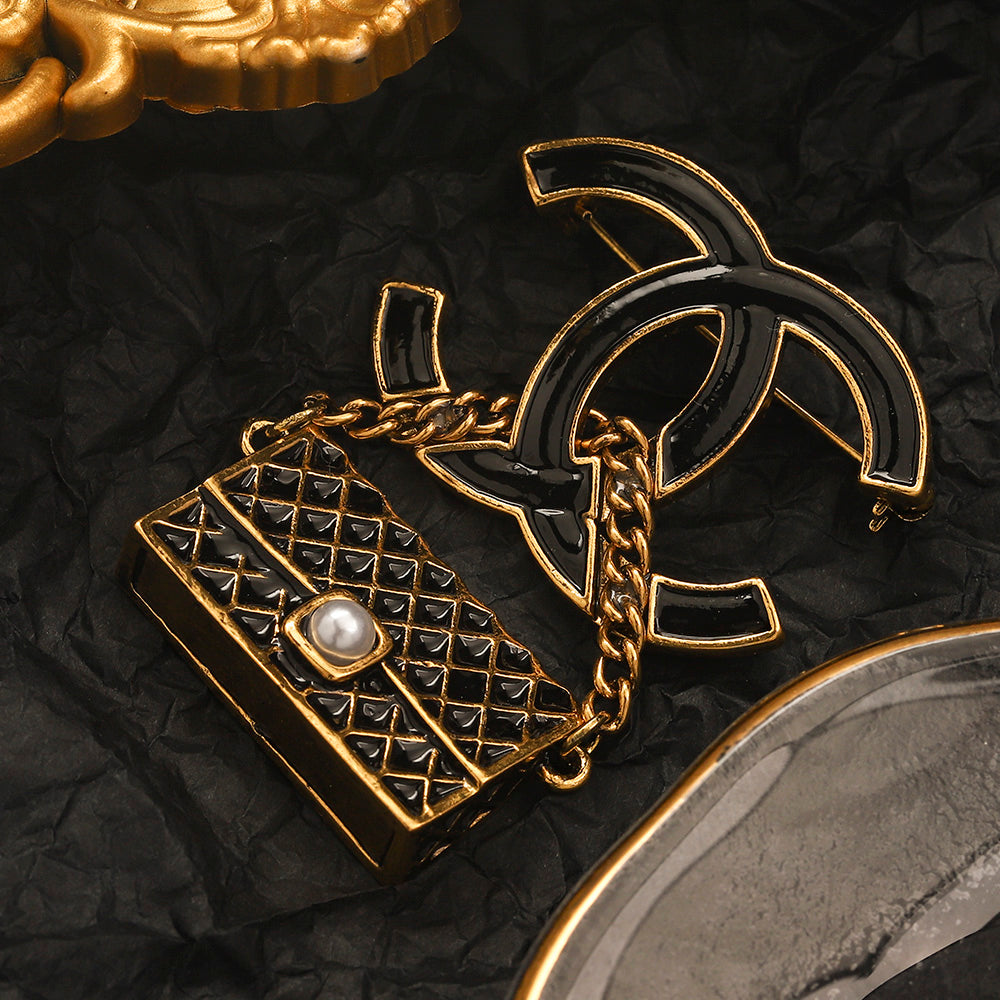 Alloy Handbag Motif Earrings & Brooch Collection