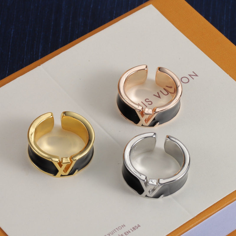 Letter Emblem Open Band Ring