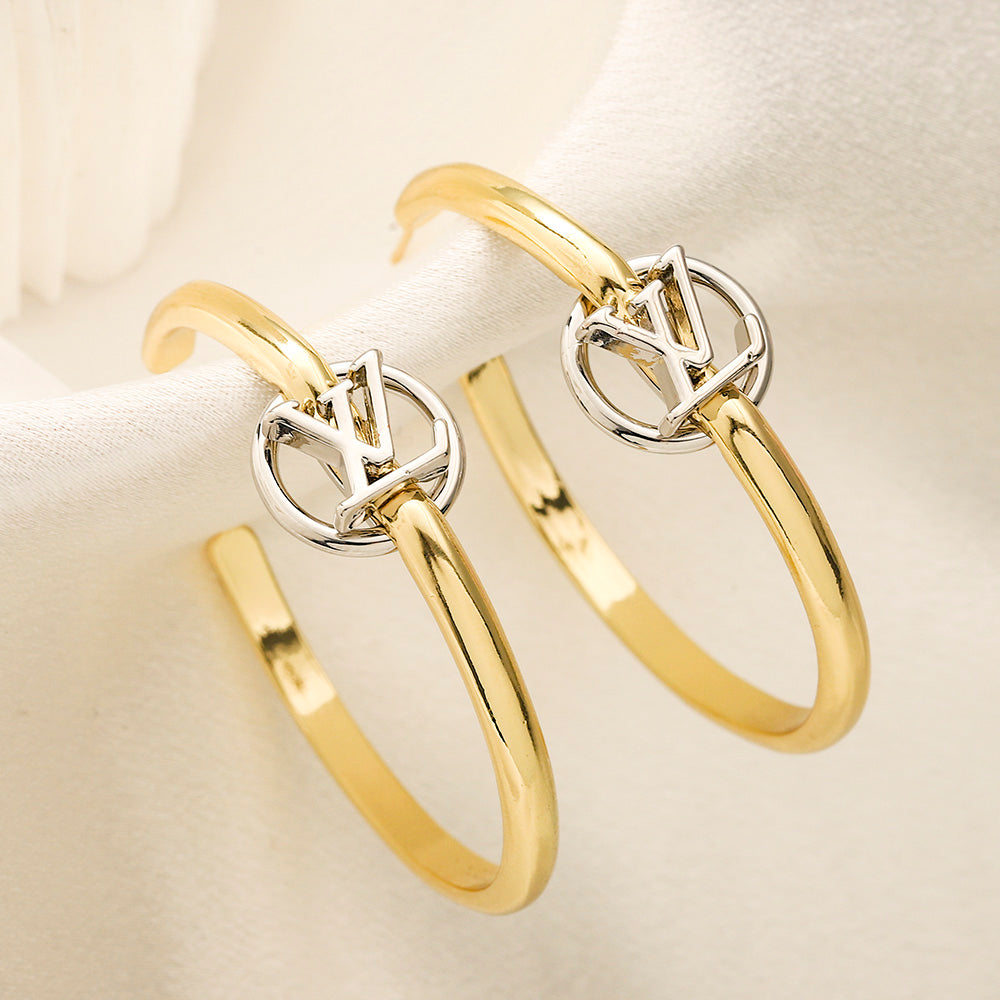 Copper Double Monogram Hoop Earrings