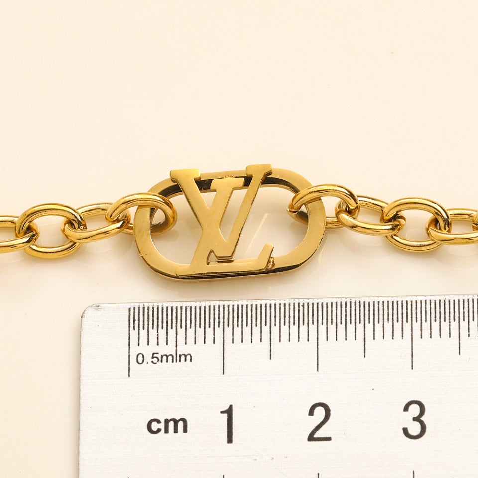 304 Stainless Steel Monogram Chain Earrings, Bracelet & Necklace Collection