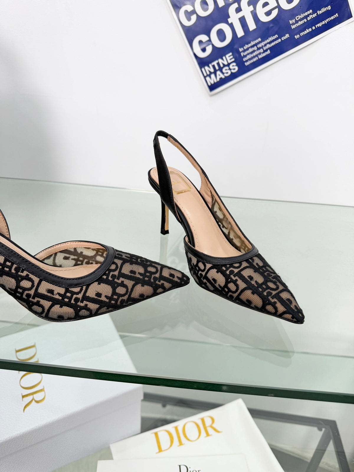 Monogram Pointed-Toe Slingback Pumps