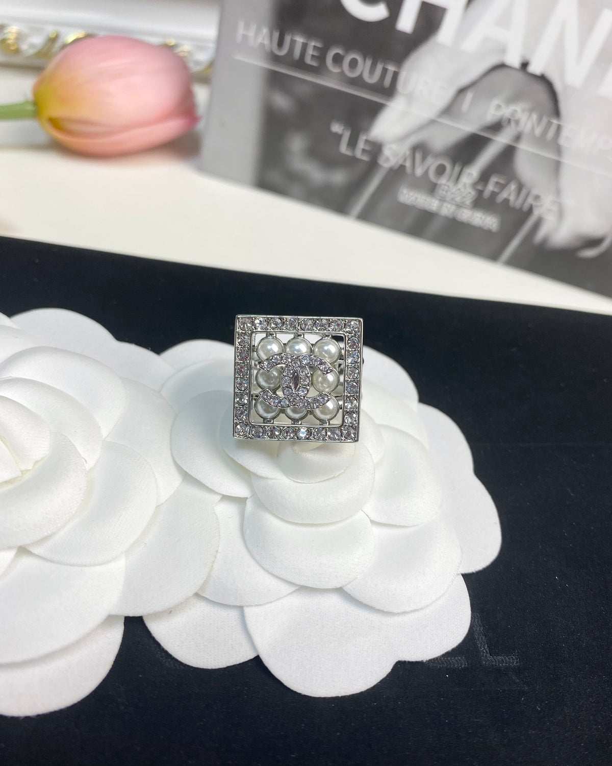 Square Stone-Set Statement Ring