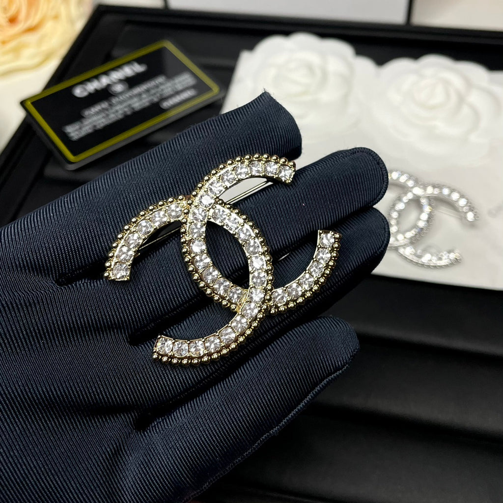 Pave Interlocking Emblem Brooch