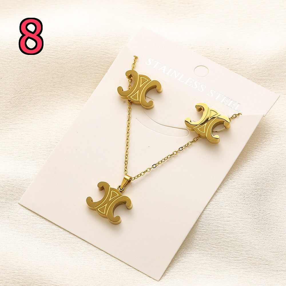 304 Stainless Steel Pendant & Stud Earring Sets - 8 Styles