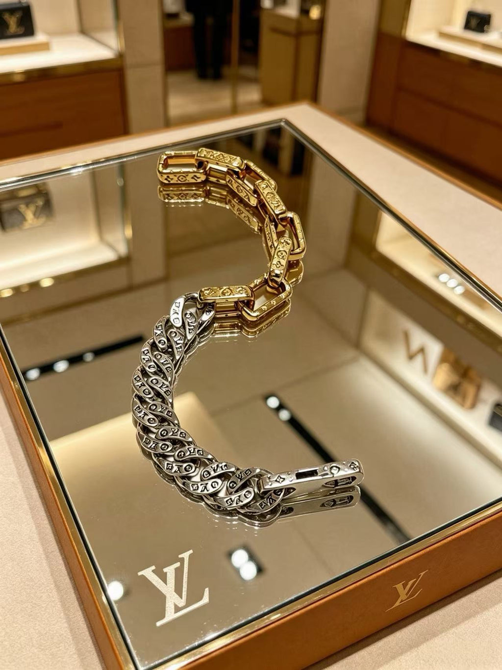 Two-Tone Mixed-Link Chain Bracelet