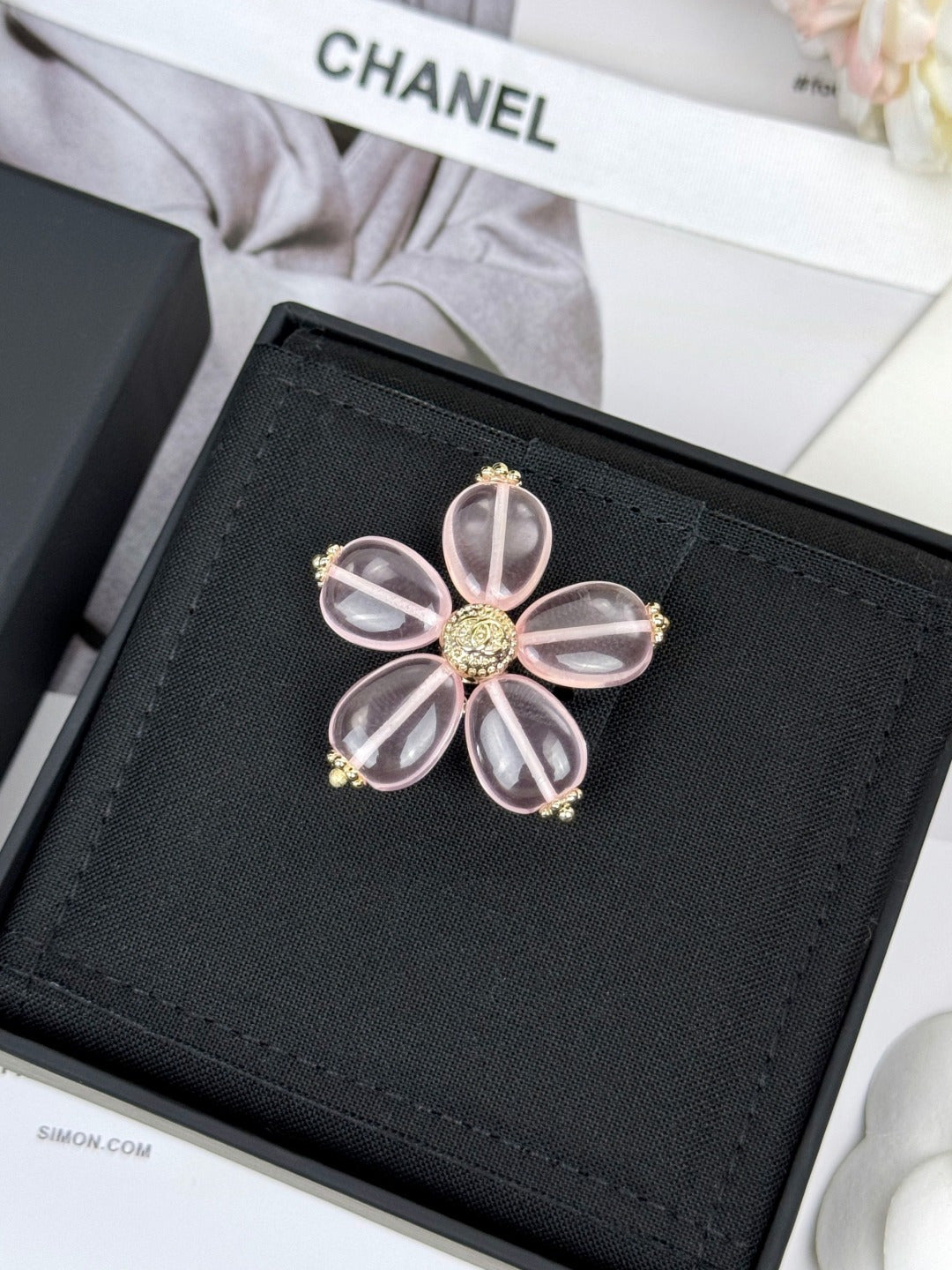 Pink Ribbon Petal Flower Brooch