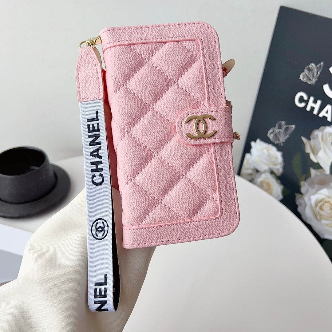 Quilted Phone Case with Wide Lettered Strap