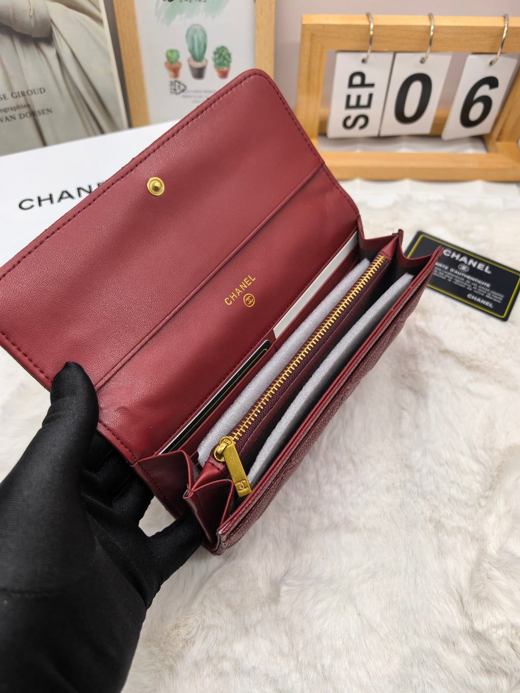 Diamond Quilted Long Flap Wallet 022