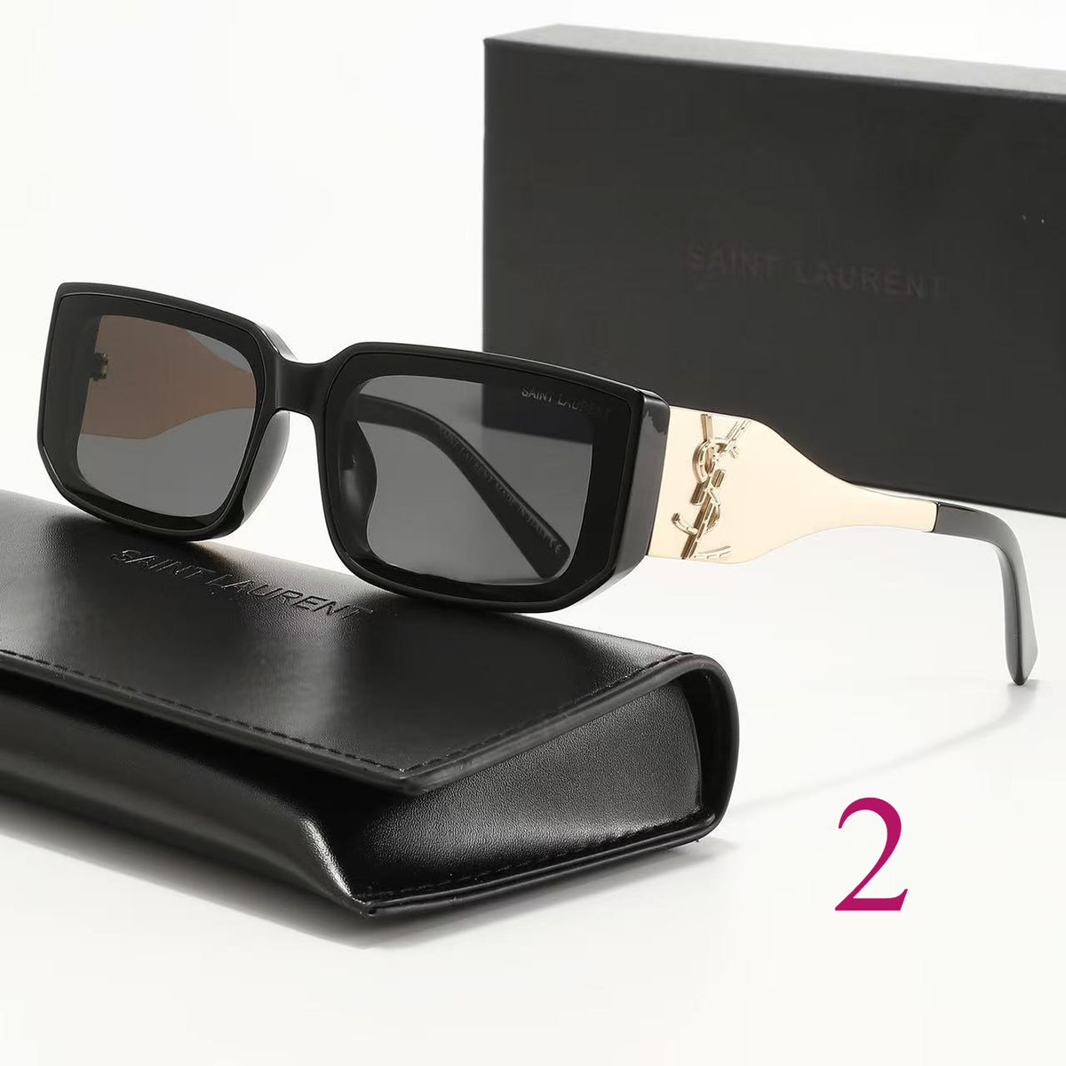 Wide Square Sunglasses with Contrast Metal Temples