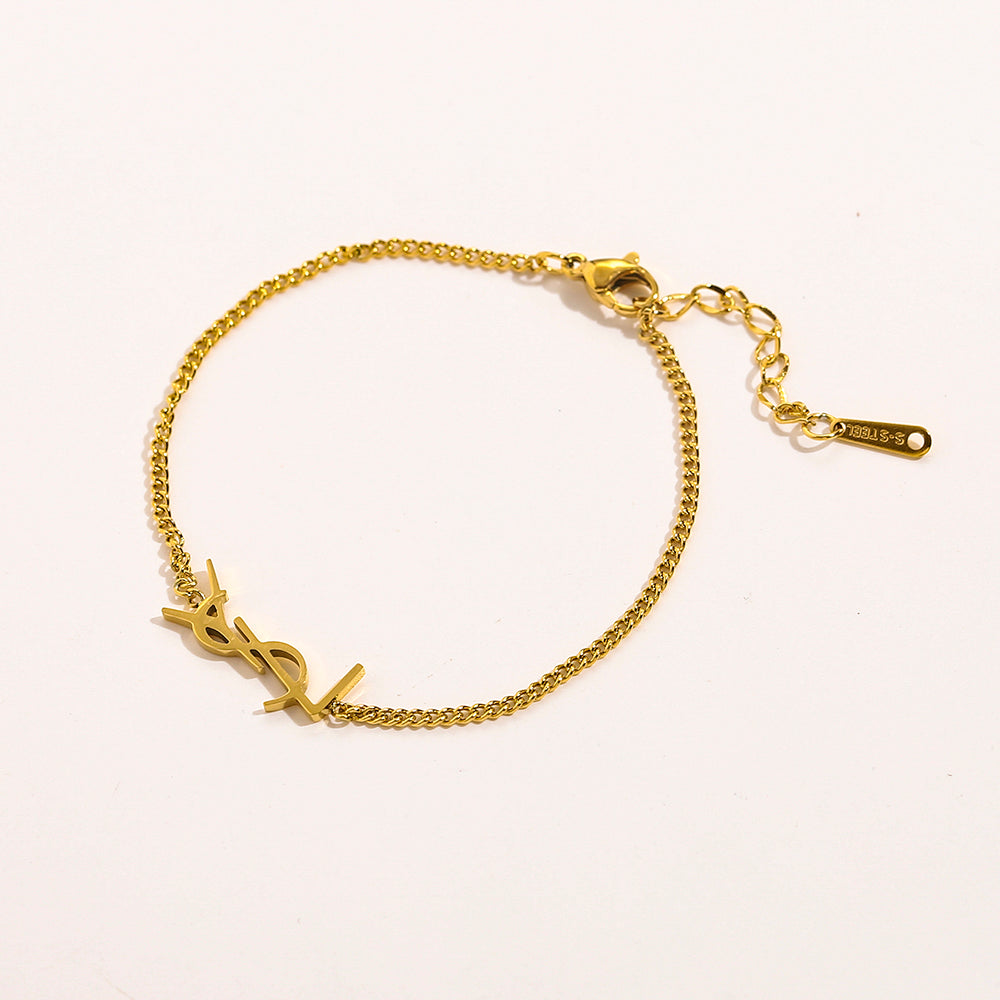 304 Stainless Steel Sideways Monogram Earrings, Bracelet & Necklace Collection