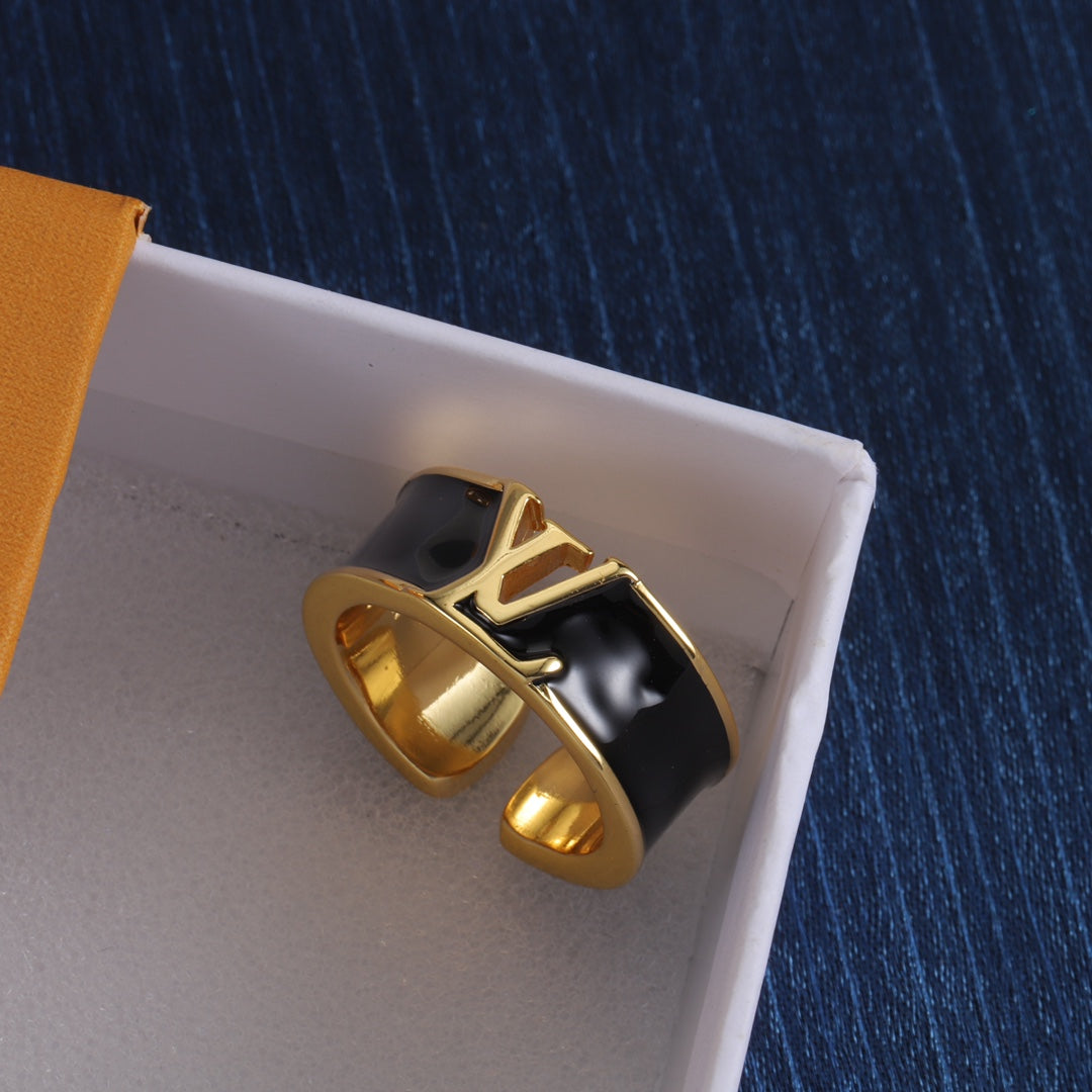 Letter Emblem Open Band Ring