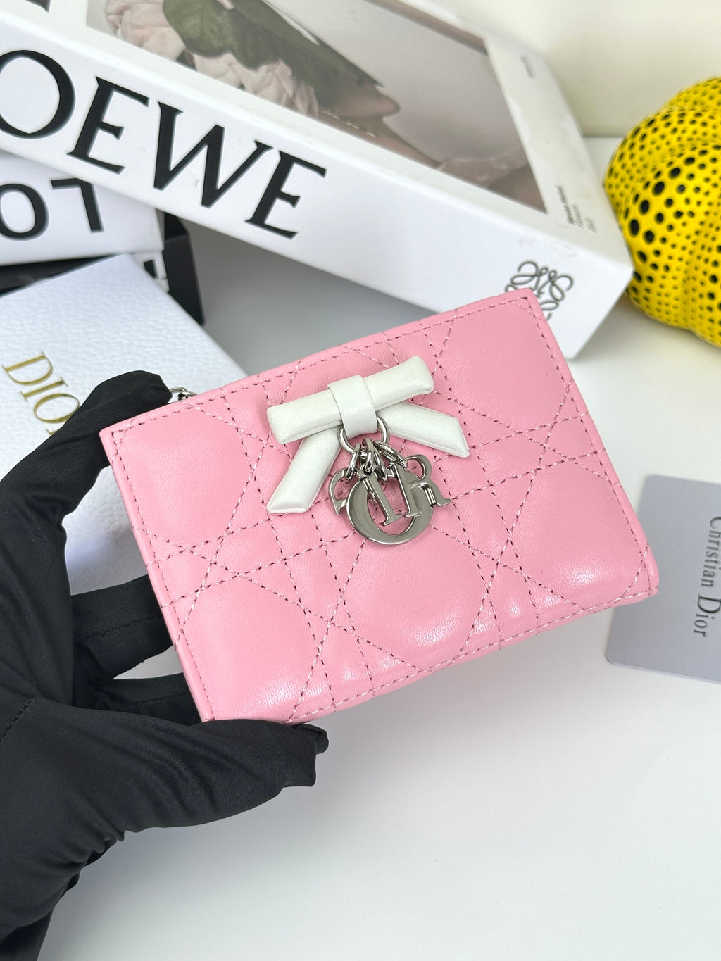 Quilted Flap Wallet with Letter Charms 015