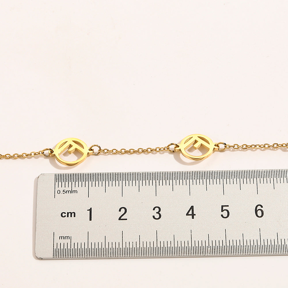 304 Stainless Steel Round Monogram Station Necklace