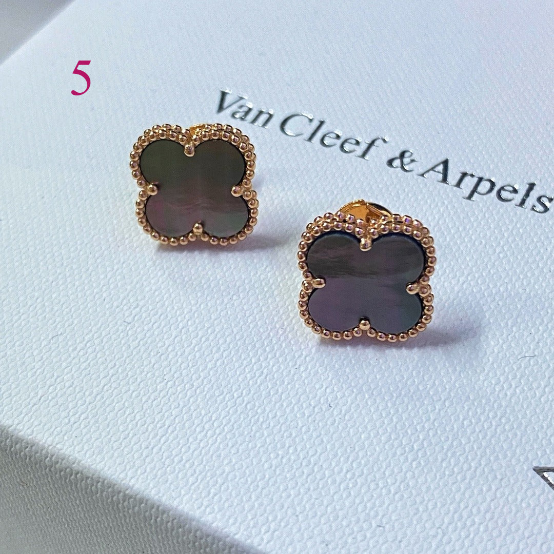 Beaded-Edge Quatrefoil Stud Earrings