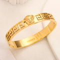 Pulsera rígida articulada de acero inoxidable 304 con diseño de greca griega