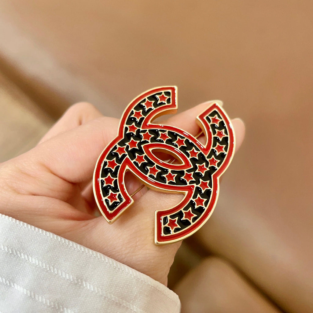 Red Outline Emblem Brooch