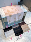 Two-Tone Floral Motif Fringed Scarf