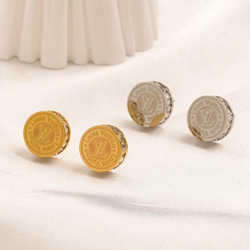 304 Stainless Steel Engraved Round Medallion Stud Earrings