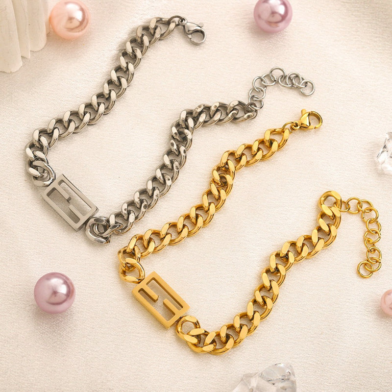 304 Stainless Steel F-Buckle Curb Chain Bracelet