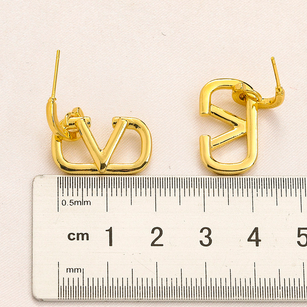 304 Stainless Steel Double V-Motif Drop Earrings