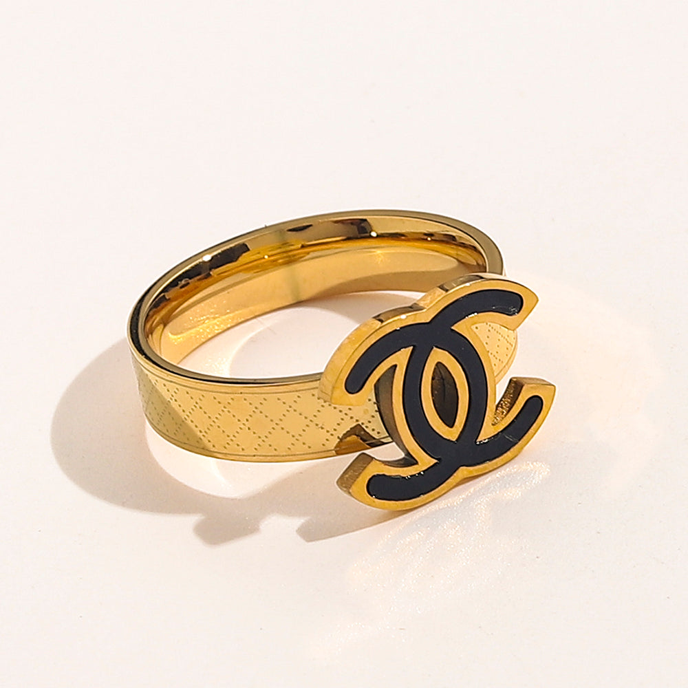 304 Stainless Steel Color-Inlay Emblem Band Ring