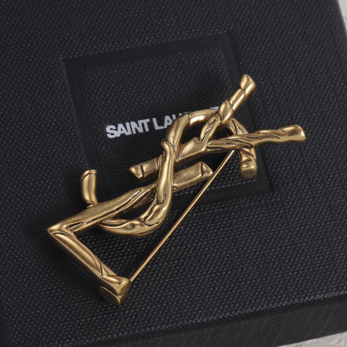 Twisted Letter Emblem Brooch
