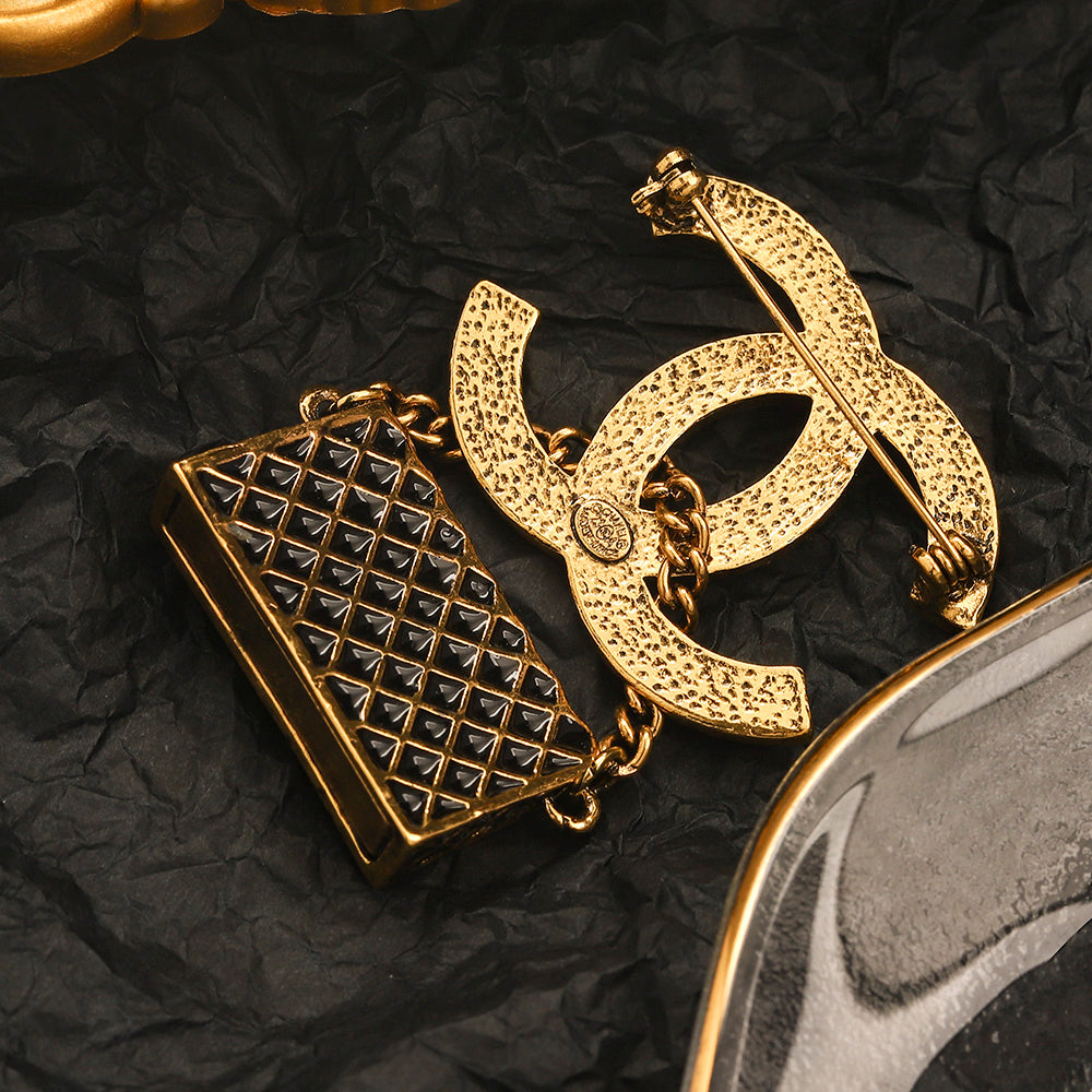 Alloy Handbag Motif Earrings & Brooch Collection