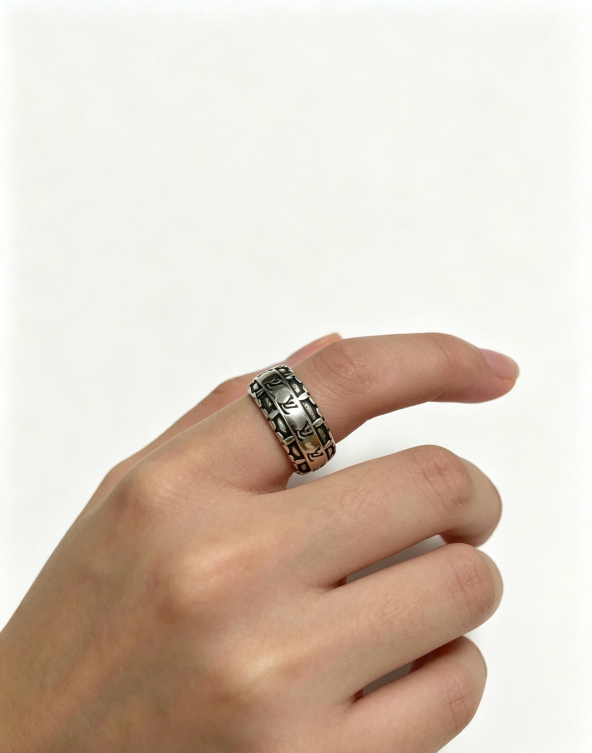 Wide Openwork Monogram Ring - Sizes 6–11