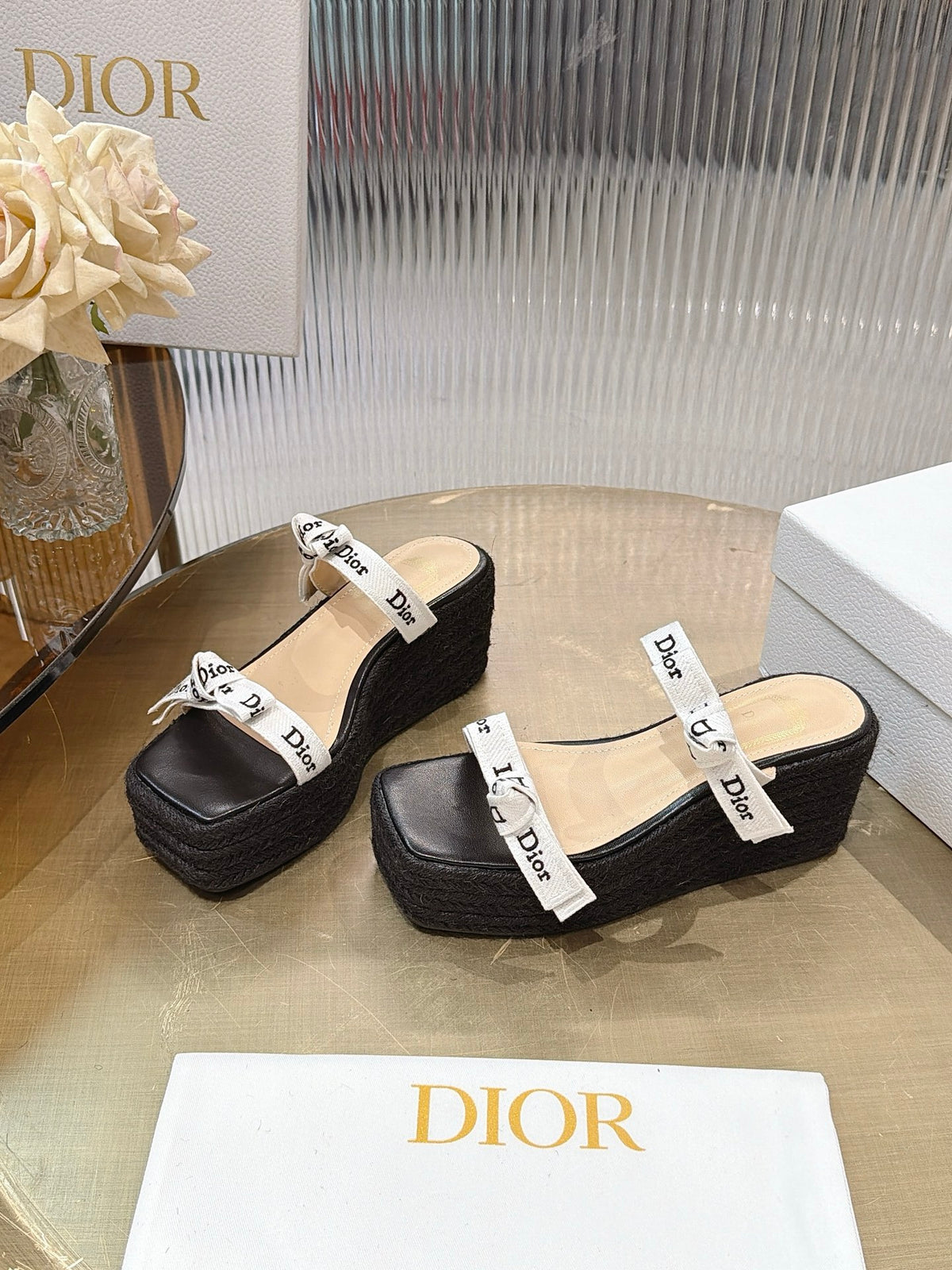 Lettered Strap Platform Sandals
