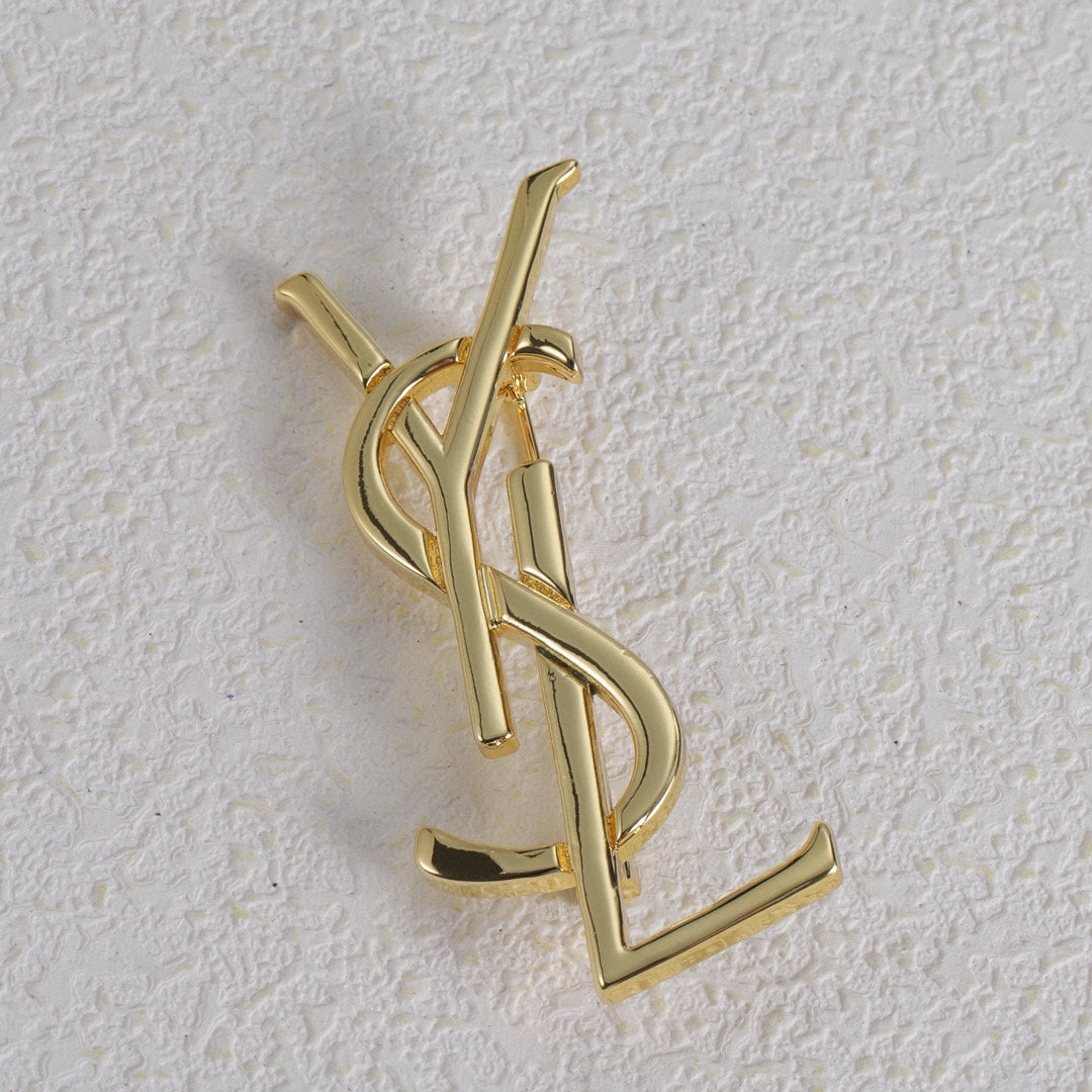 Polished Stacked Letter Brooch