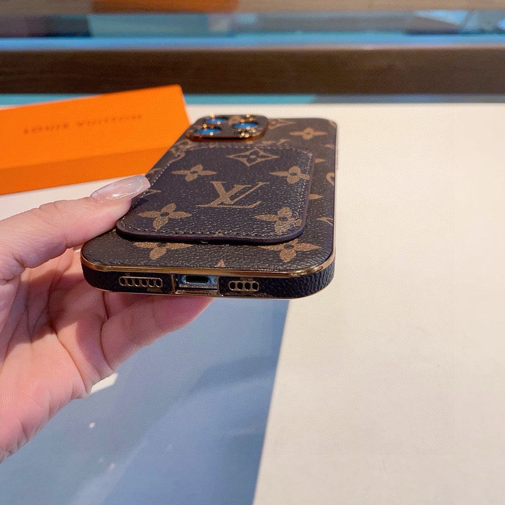 Funda para teléfono con monograma y bolsillo para tarjetas