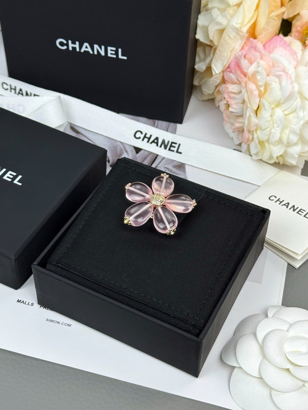 Pink Ribbon Petal Flower Brooch