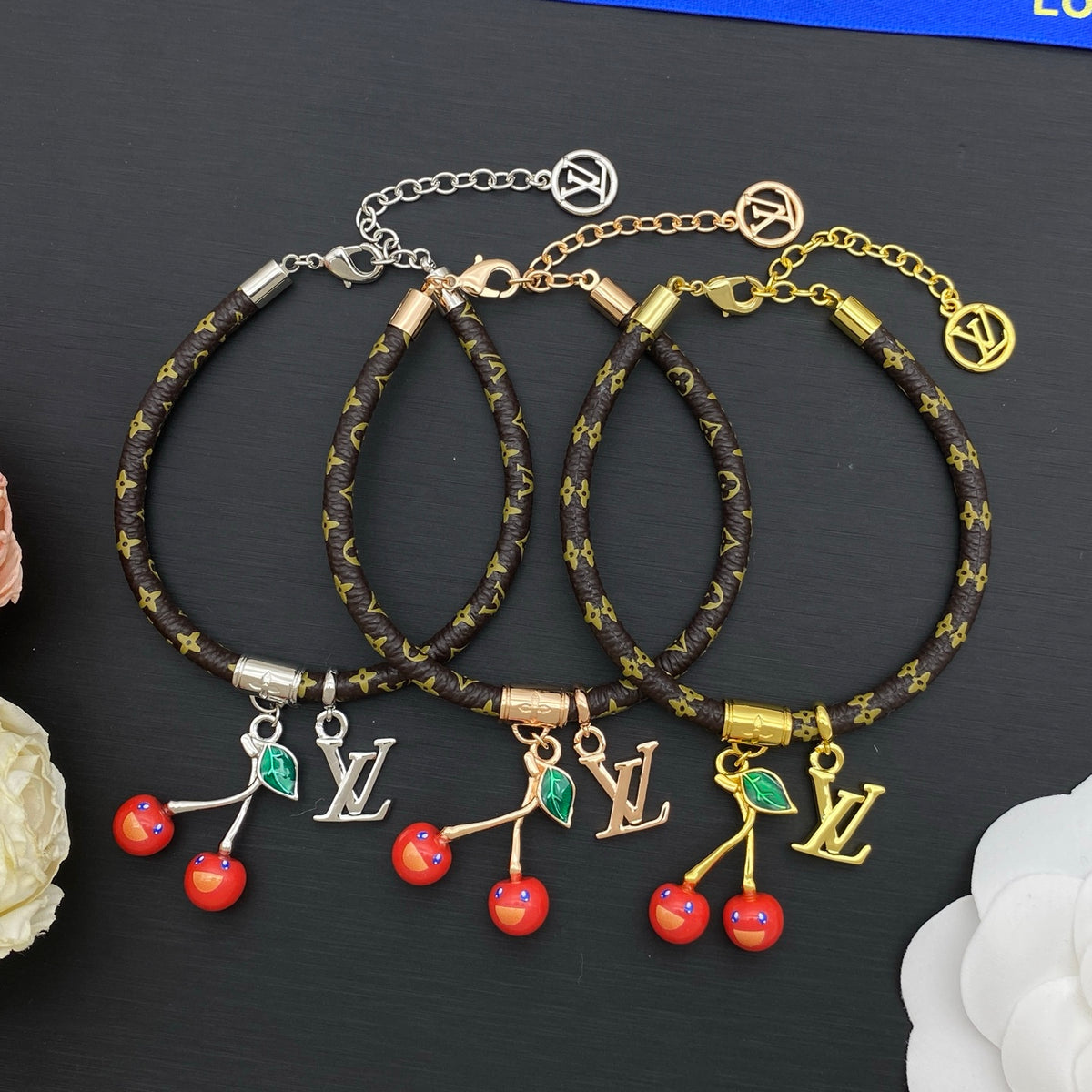 Cherry & Monogram Charm Bracelet